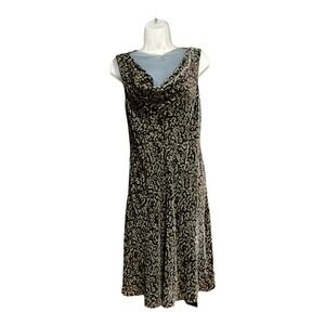 Peruvian Connection Cowl Neck Sleeveless Midi Dress Abstract Print Gothic Grunge